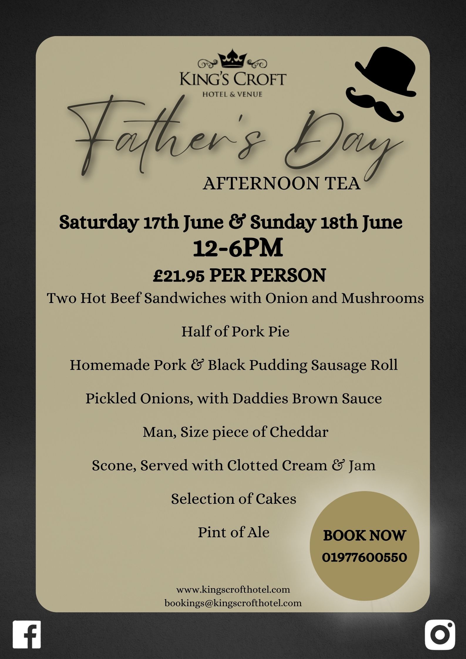 Sunday 18th June - Father's Day Afternoon Tea