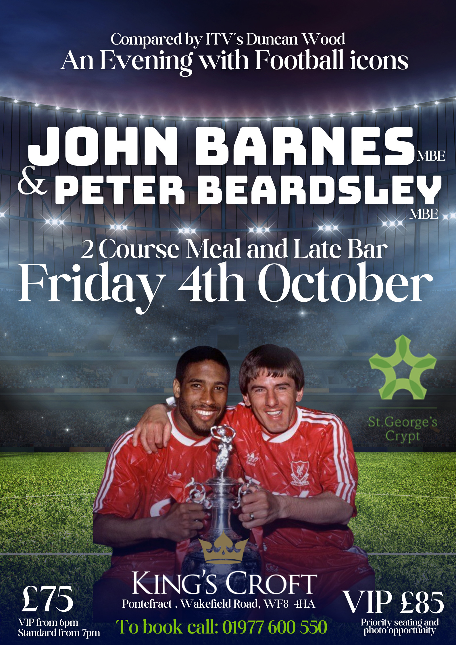 An evening with John Barnes & Peter Beardsley VIP