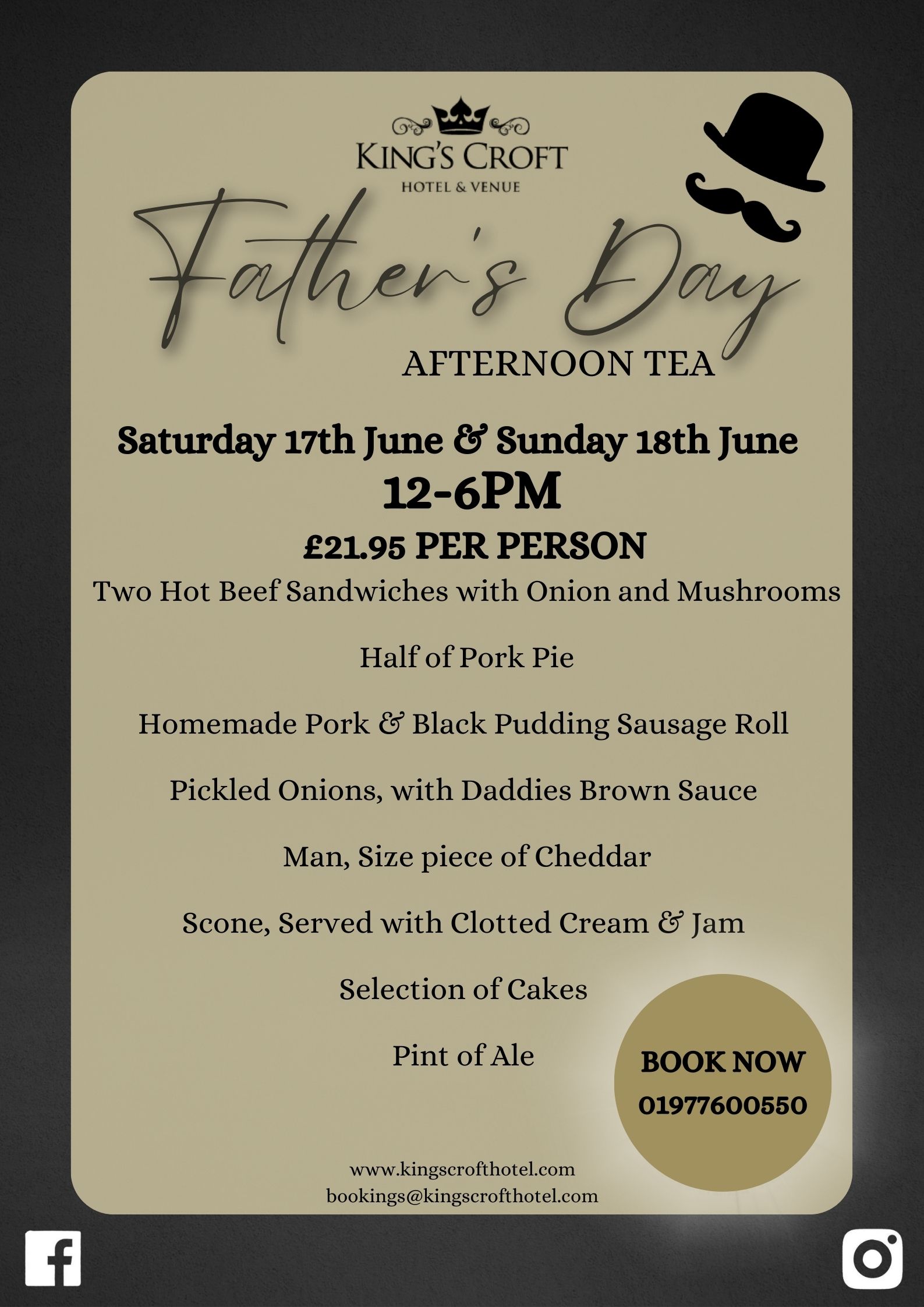 Saturday 17th June - Father's Day Afternoon Tea